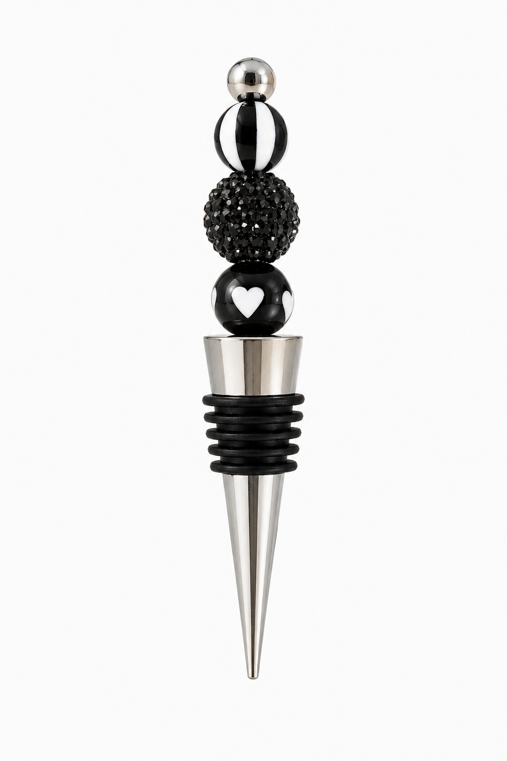 Black & White Rhinestone Handmade Wine Bottle Stopper