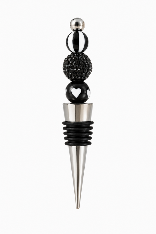 Black & White Rhinestone Handmade Wine Bottle Stopper