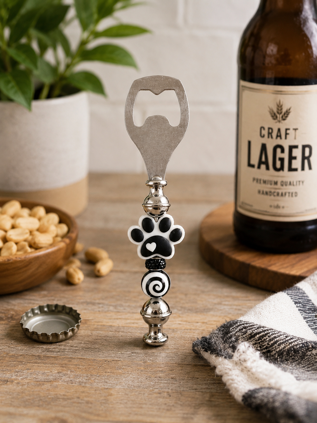 Black Paw Print Handmade Bottle Opener – Pet Lover Bar Gift