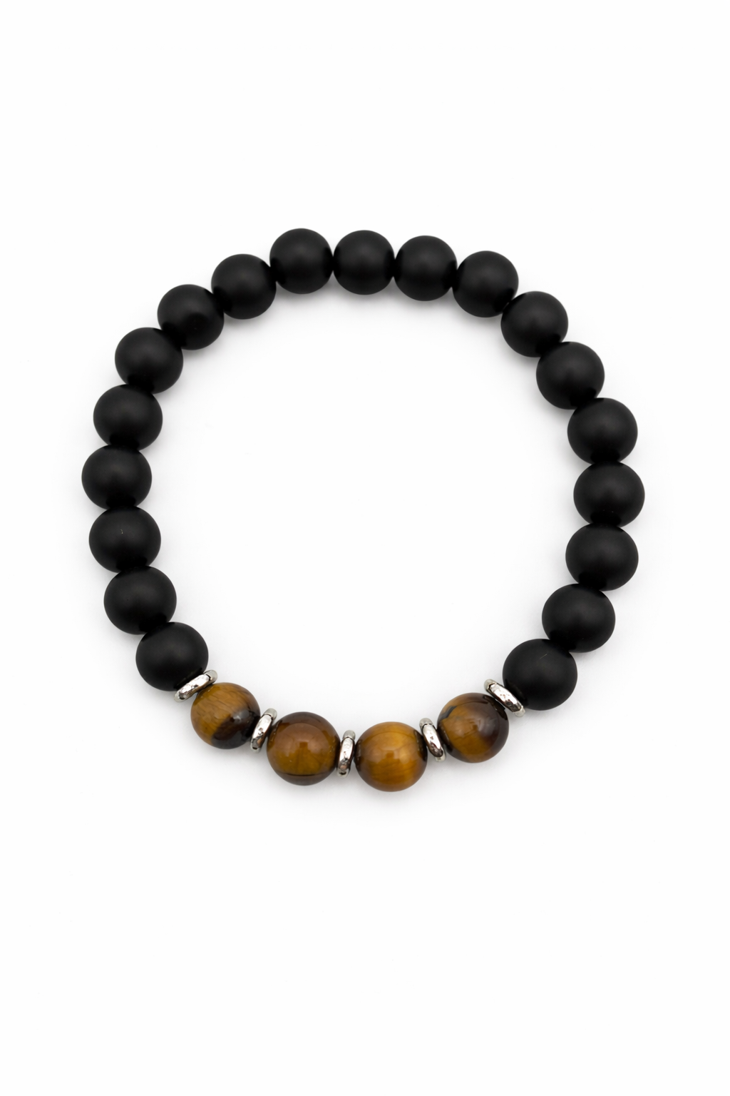 Tiger Eye & Matte Black 8mm Beaded Stretch Bracelet