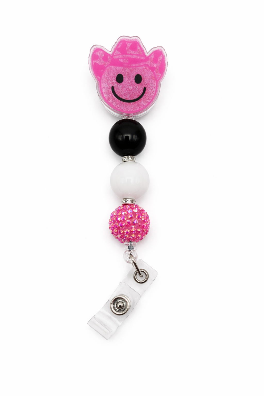 Pink Cowgirl Smiley Badge Reel