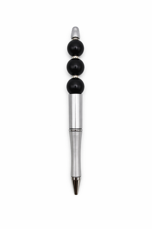 Black Beaded Silver Pen – Sleek Minimalist Men’s Writing Pen