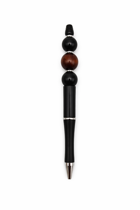 Black & Rich Wood Beaded Pen – Minimalist Men’s Desk Pen