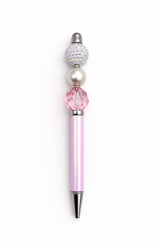 Pink Crystal Luxe Pen - Pearl Beaded Glam Desk Pen