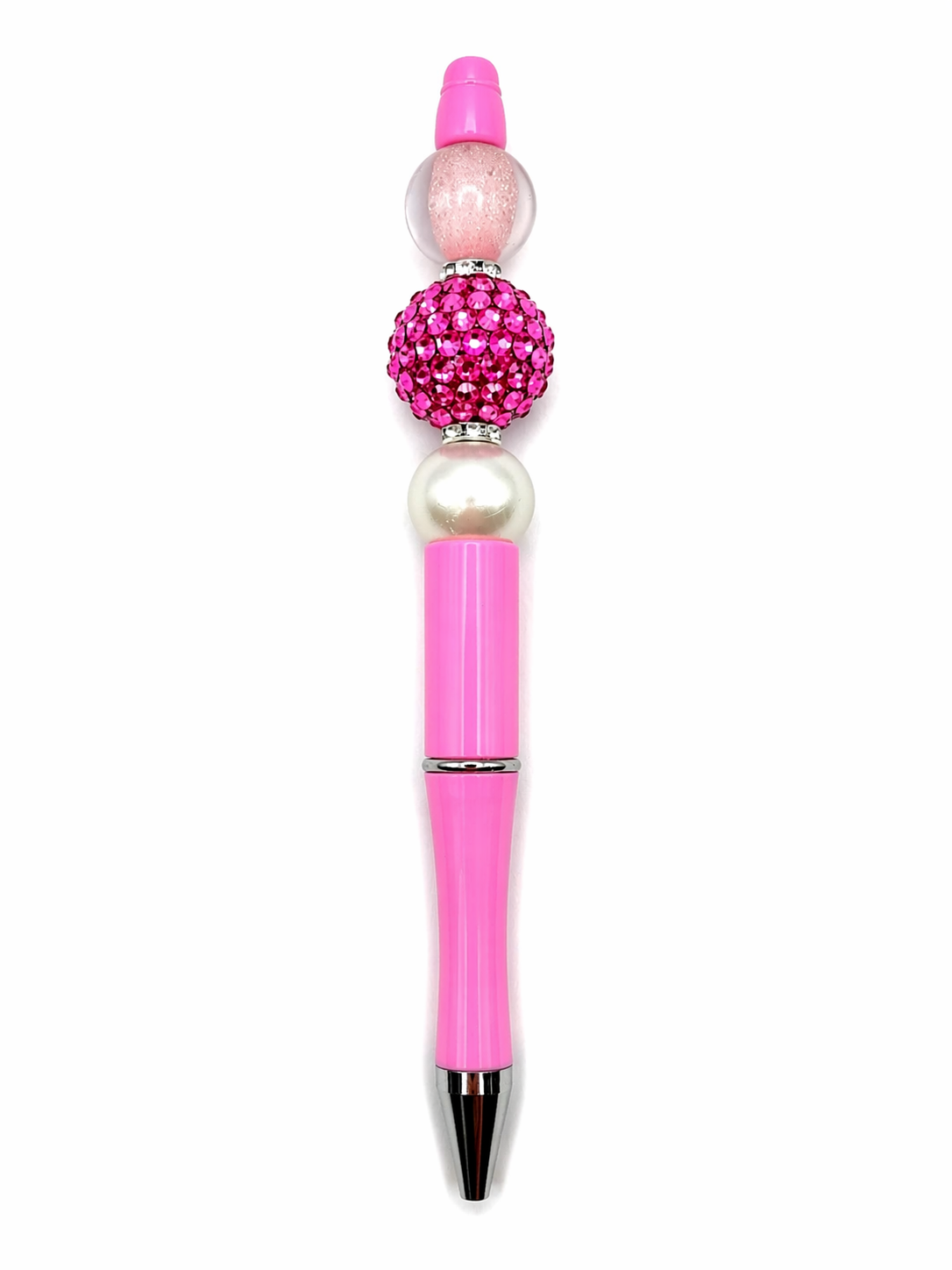 Fuchsia Pearl Glam Pen - Handmade Pink Rhinestone Beaded Pen