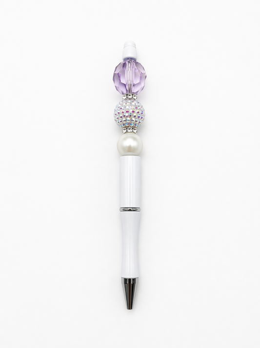 Lavender Luxe Beaded Pen - Pearl & Crystal Purple Glam Pen