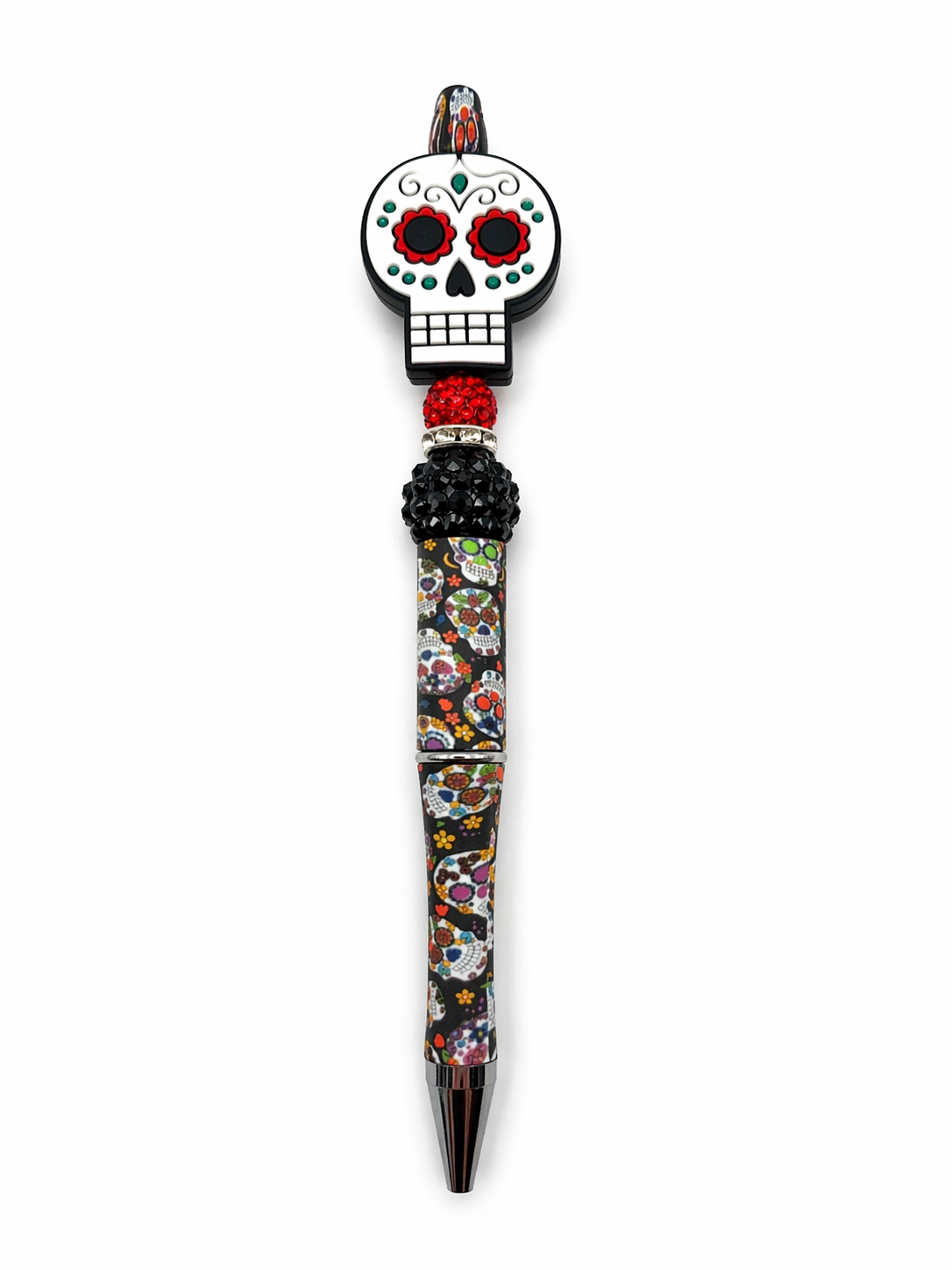Skull Patterned Beaded Pen – Day of the Dead Skull Pen