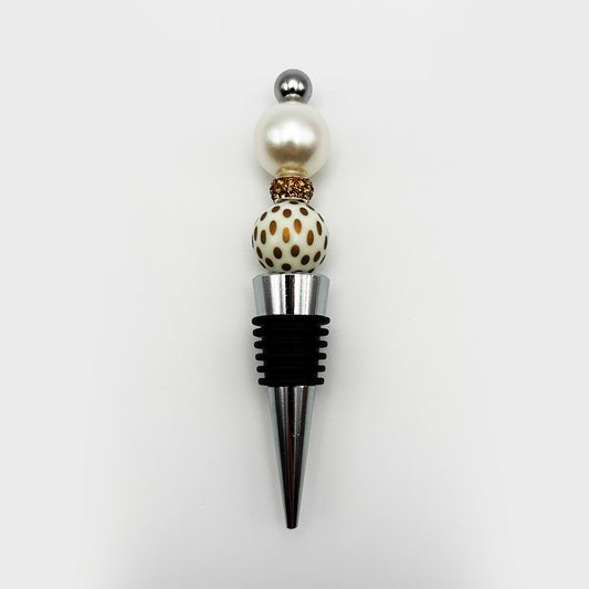 Pearl & Gold Polka Dot Wine Stopper