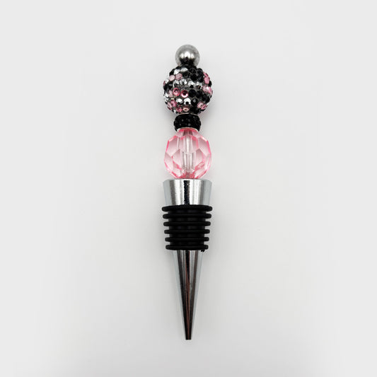 Pink & Black Sparkle Beaded Wine Stopper