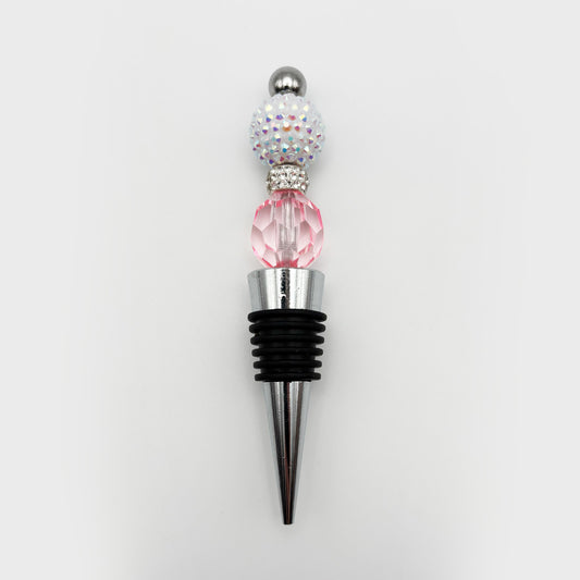 White Sparkle Beaded Wine Stopper