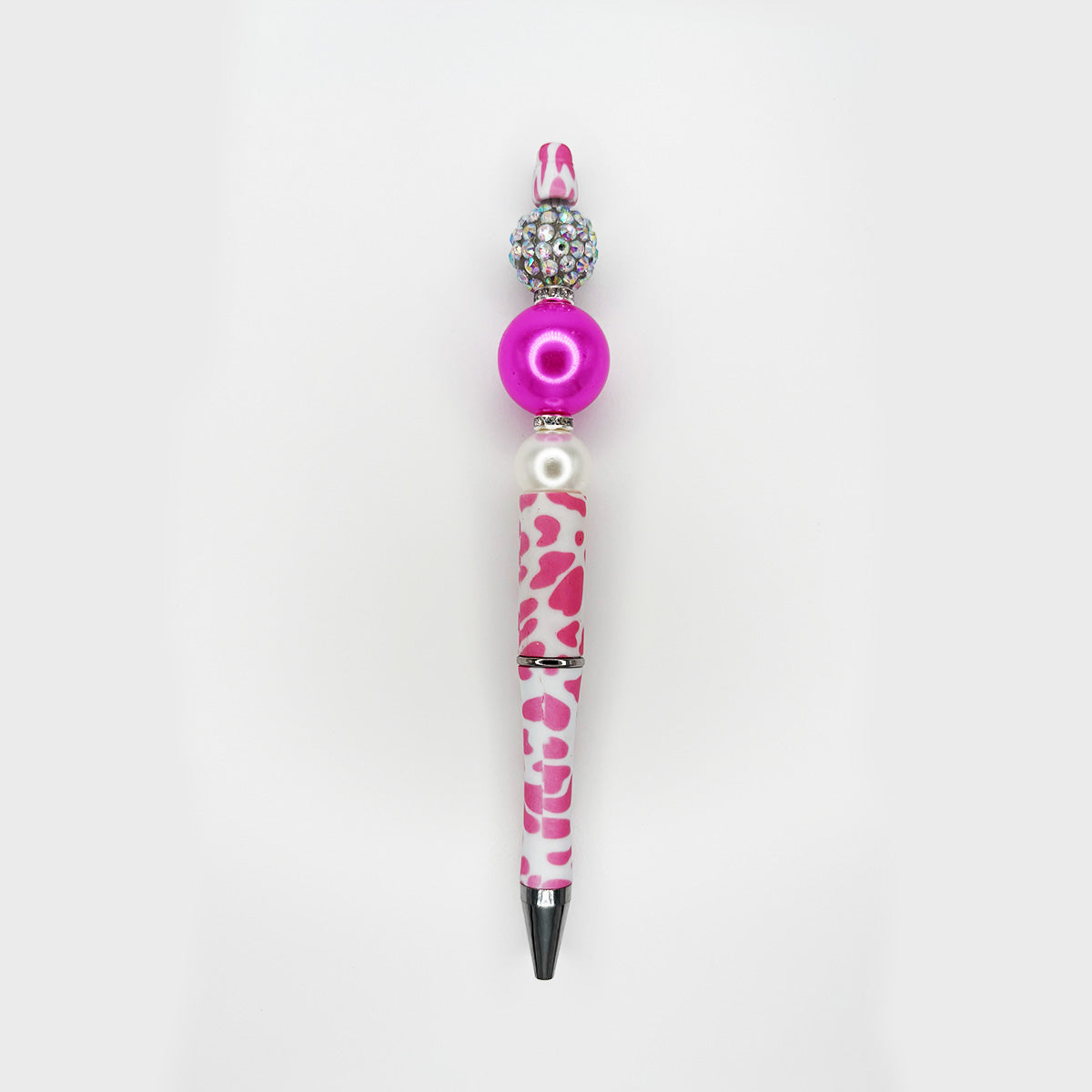 Hot Pink Sparkle Animal Print Beaded Pen