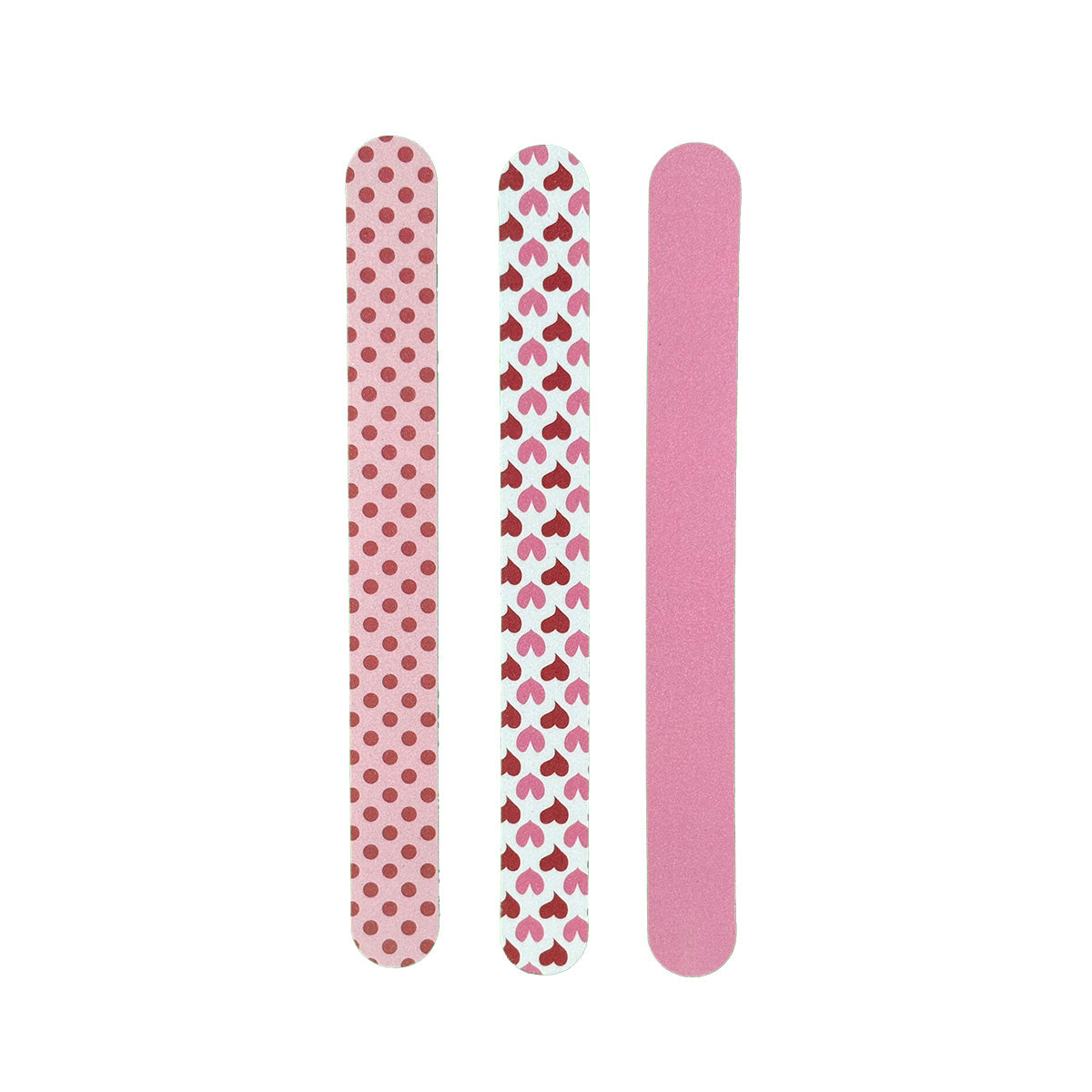 Nail File Set in Dots, Hearts & Solid Pink