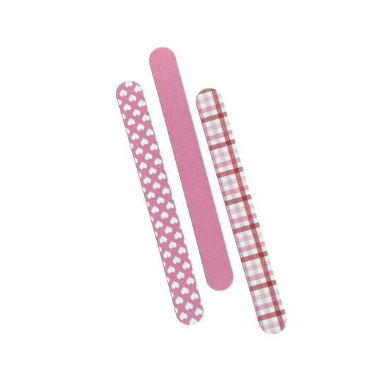 Nail File Boards Set in Hearts, Solid Pink & Plaid (Set of 3)