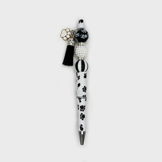 Paw Print Beaded Pen with Tassel & Charm
